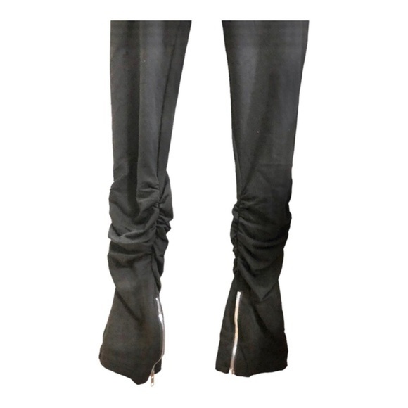 Black‎ zippered rockstar edgy ruched leg hem sweatpants size small new - Picture 8 of 15